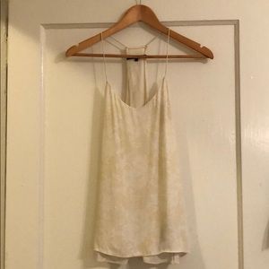 Tibi signature silk cami- white/ tan floral